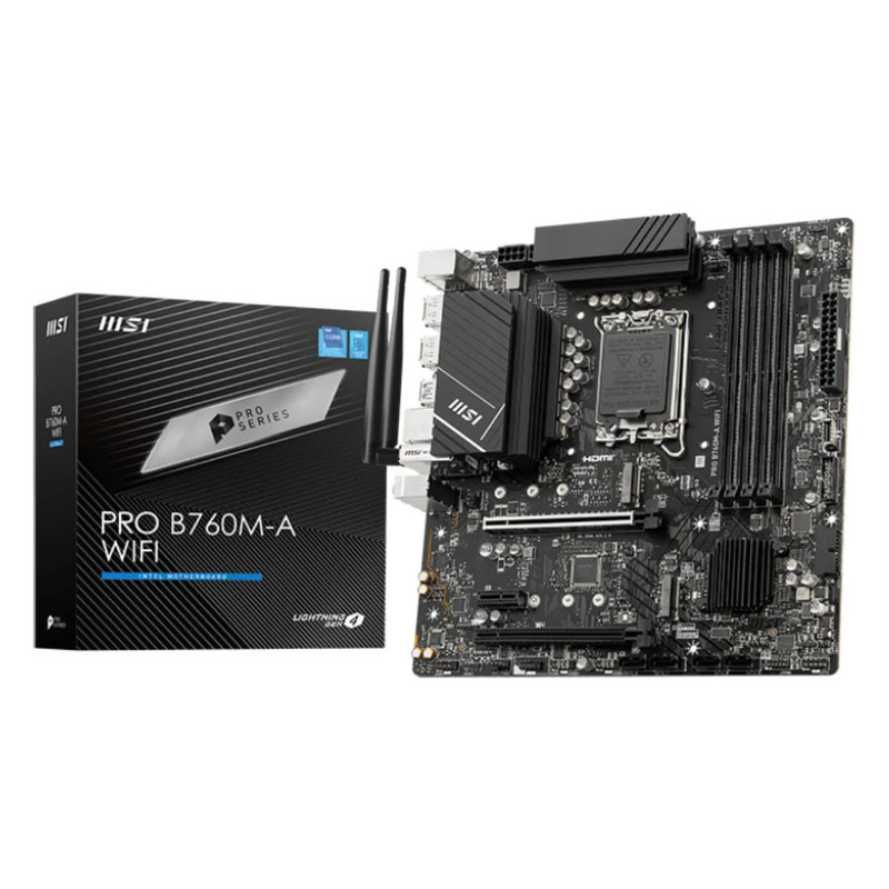 MSI PRO B760M-A WIFI DDR5 LGA 1700 Intel Micro-ATX Gaming Motherboard - اللوحة الأم